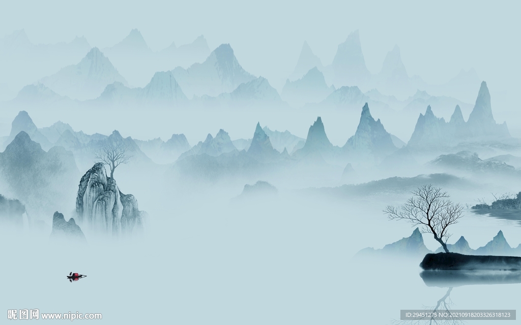 简约 现代新山水画 tif分层