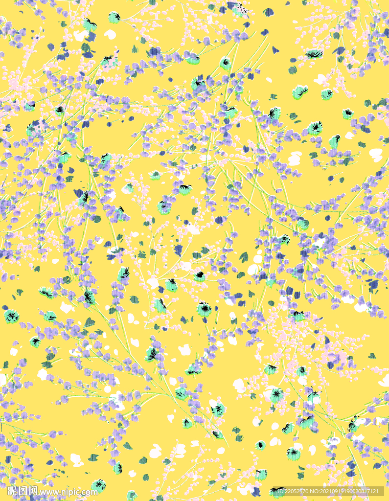 黄底水彩紫花
