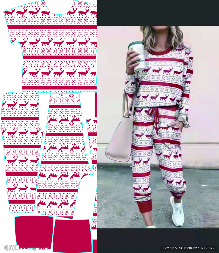 圣诞鹿 数码印花图片