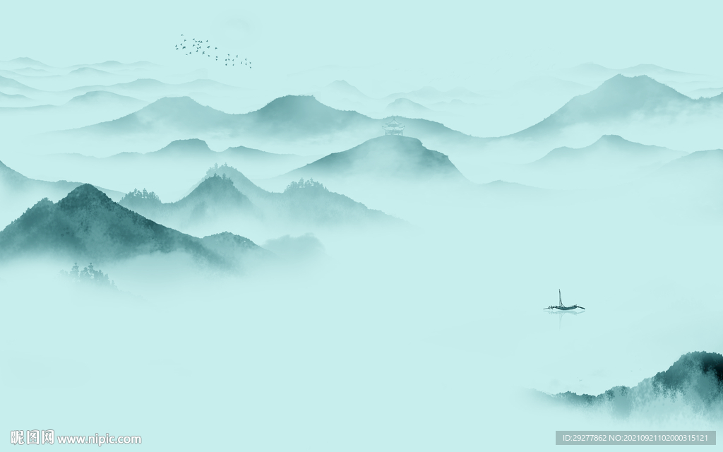 最新客厅山水画 tif分层图