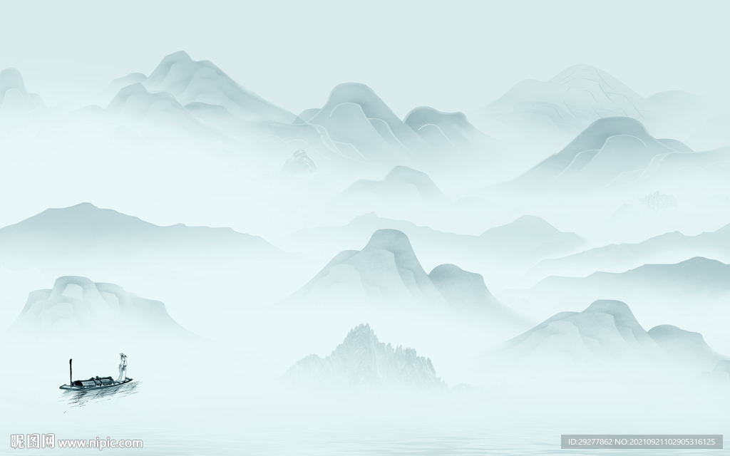 人气客厅山水画 tif分层图