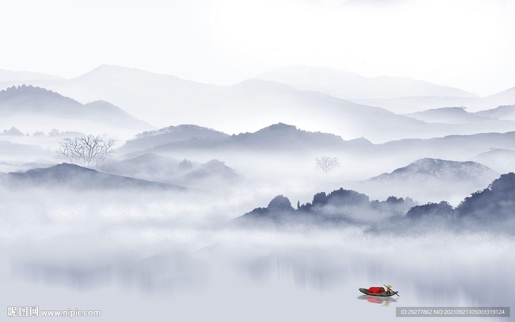 意境 客厅山水画 tif分层图