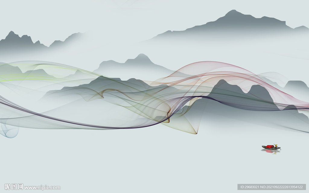 大气现代客厅山水 tif文件
