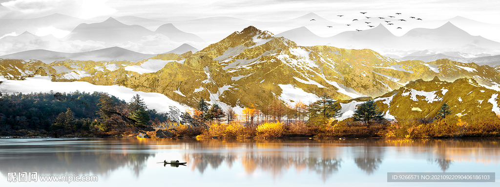 金山金箔山水装饰画