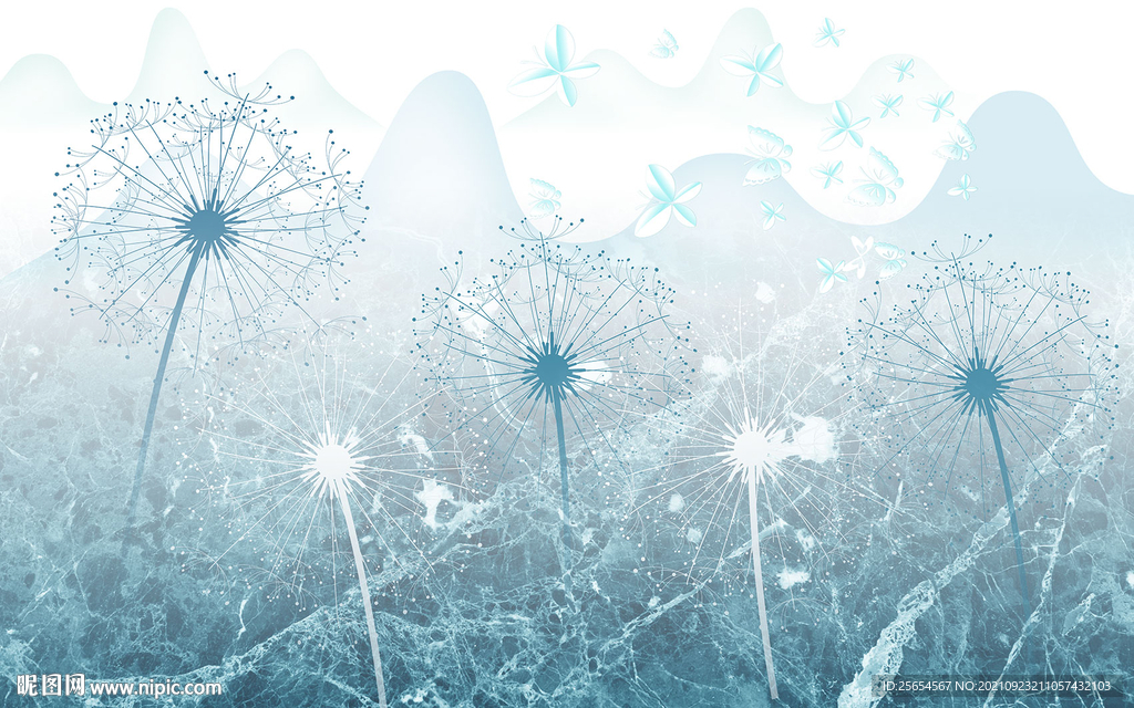 清新现代简约风景花卉蒲公英背景