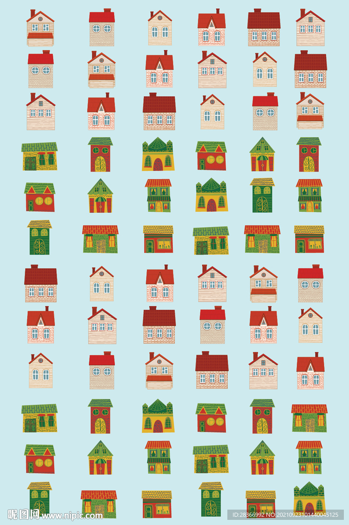 AI卡通矢量抽象房子