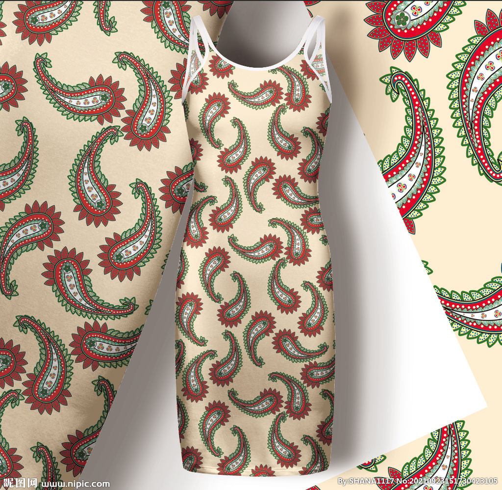 腰果花 数码印花