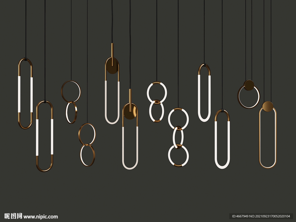 VR现代小吊灯组合3D模型