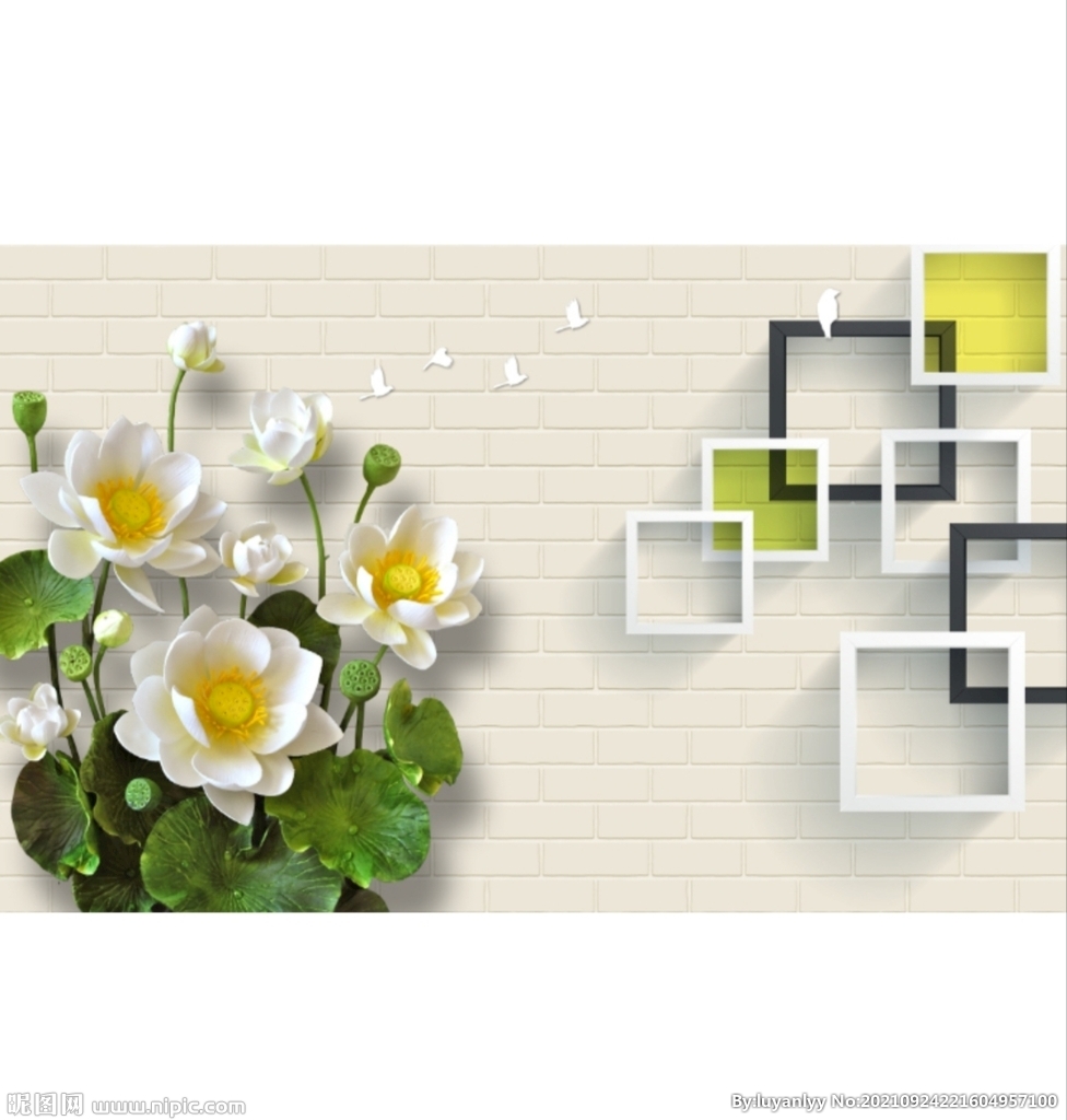 方块白色花朵壁纸