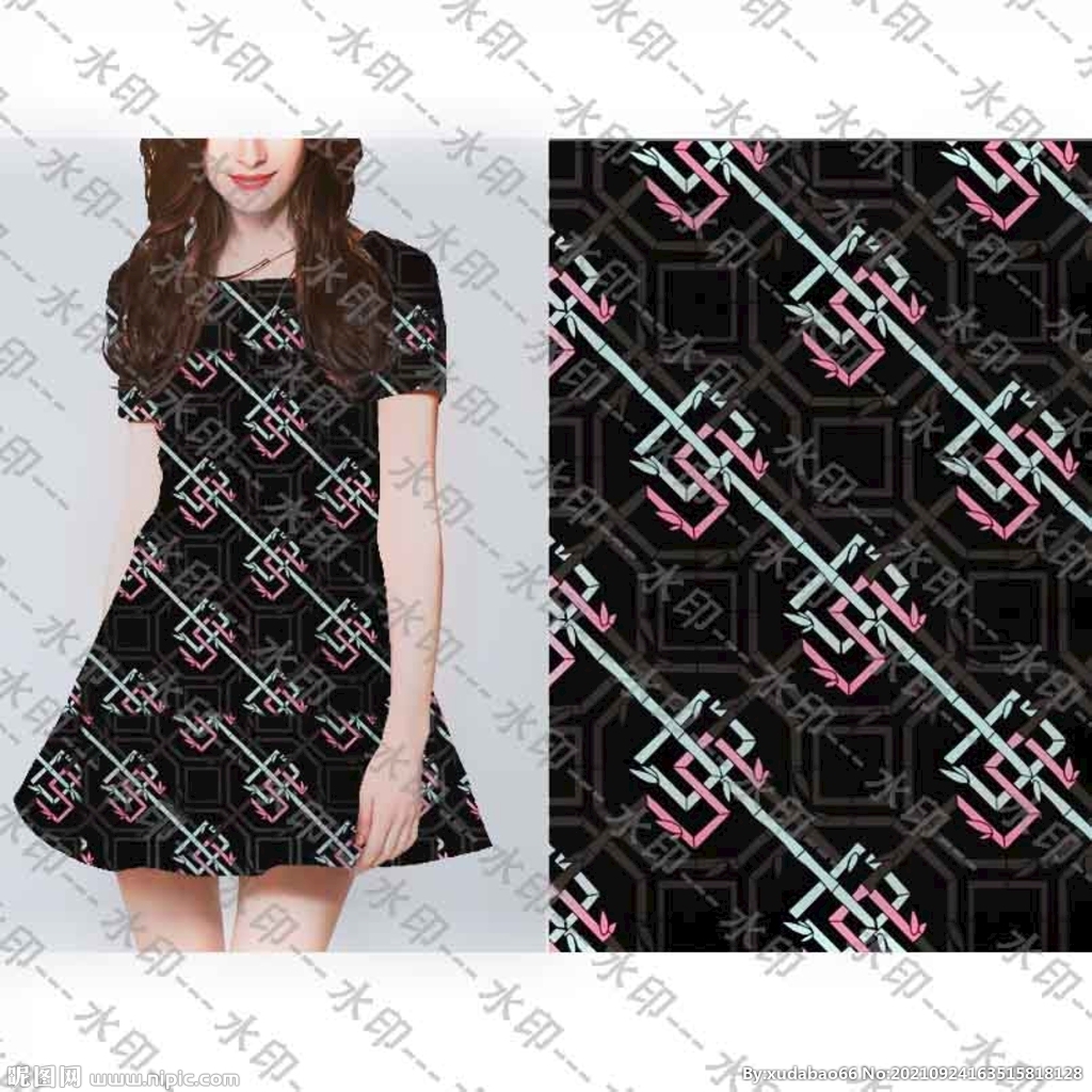 大牌 几何 数码印花 