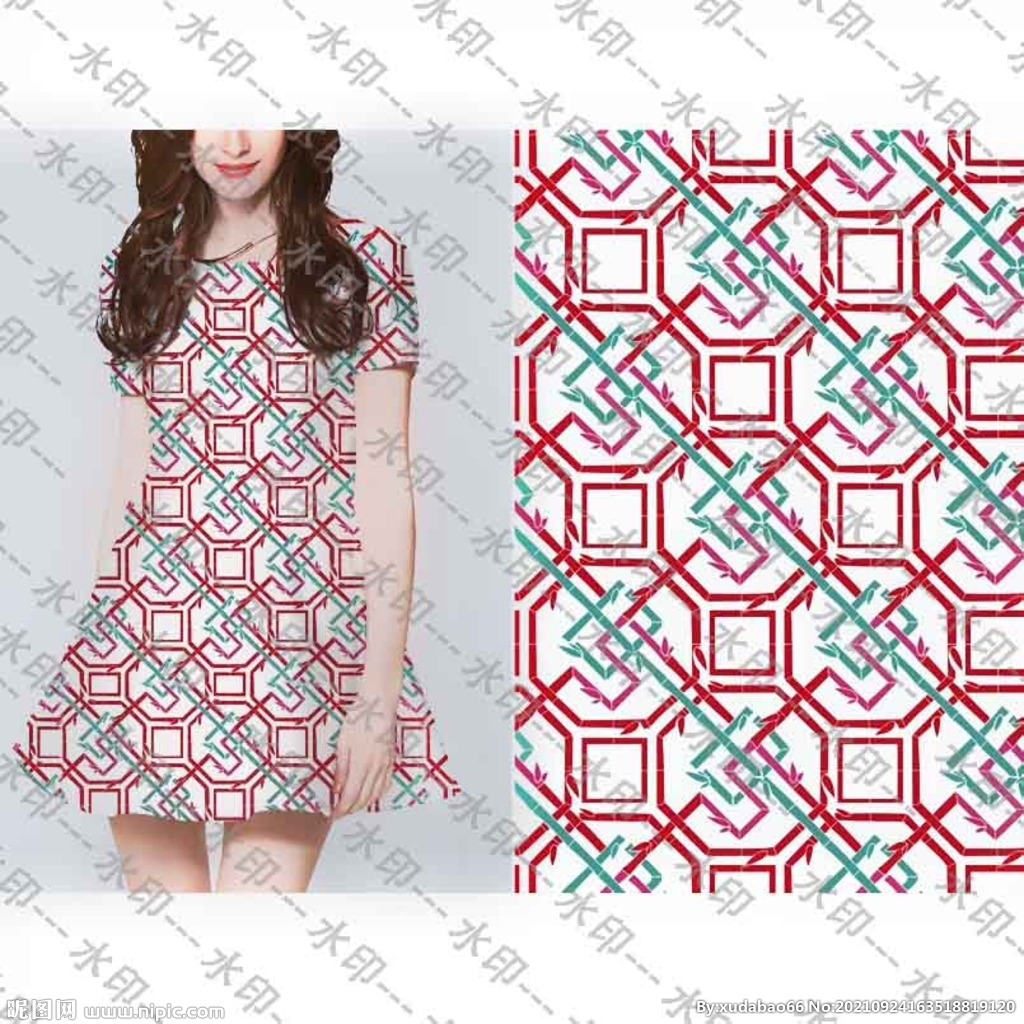 大牌 几何 数码印花 