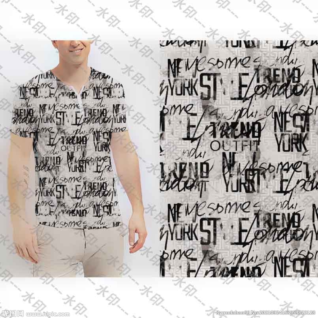 大牌 男装 花型 数码印花 