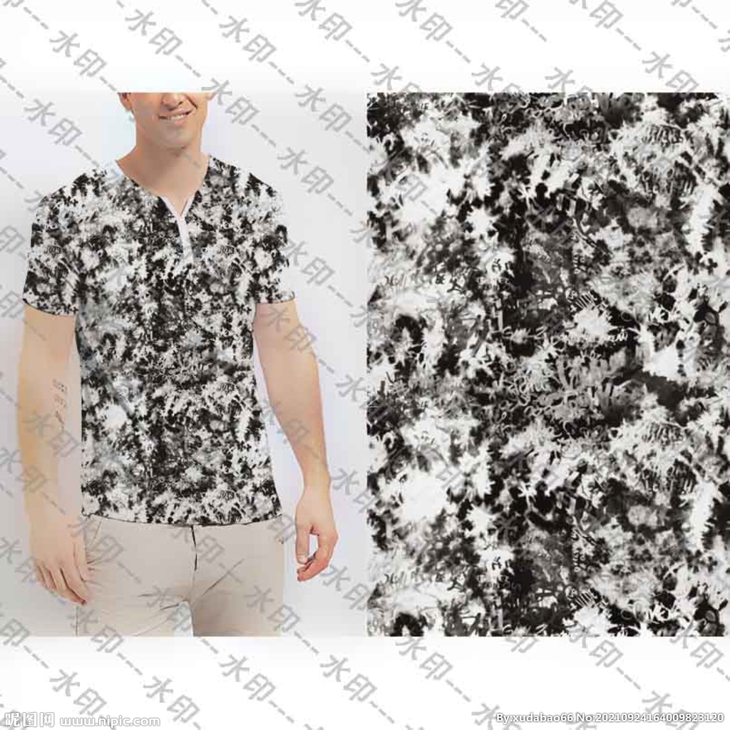 大牌 男装 花型 数码印花 