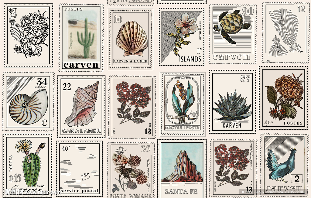 邮票 日系 潮牌 印花    