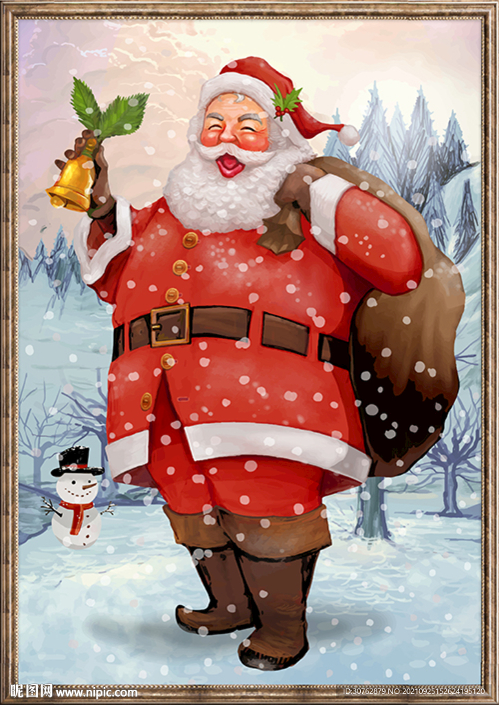 圣诞老人圣诞节油画礼物平安夜