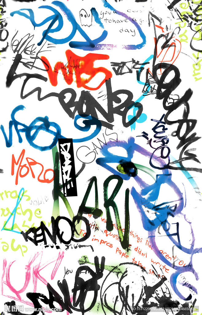 涂鸦 字母 扎染 底纹  卡通