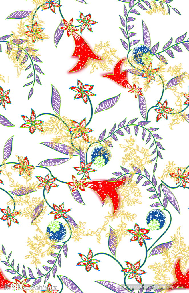 乱花 底纹 叶子 大牌女装  