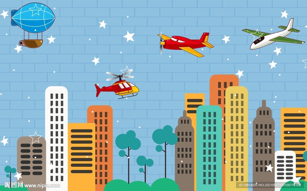 儿童房卡通壁纸背景墙