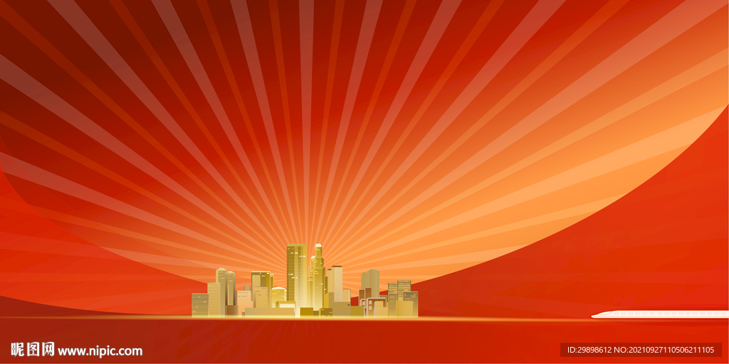 金色背景高铁城市光线红色素材