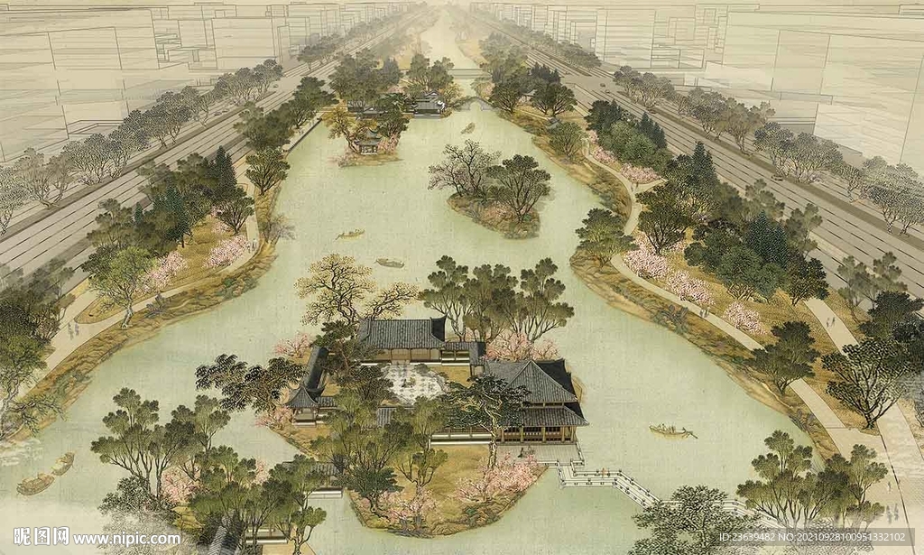 山水国画效果图