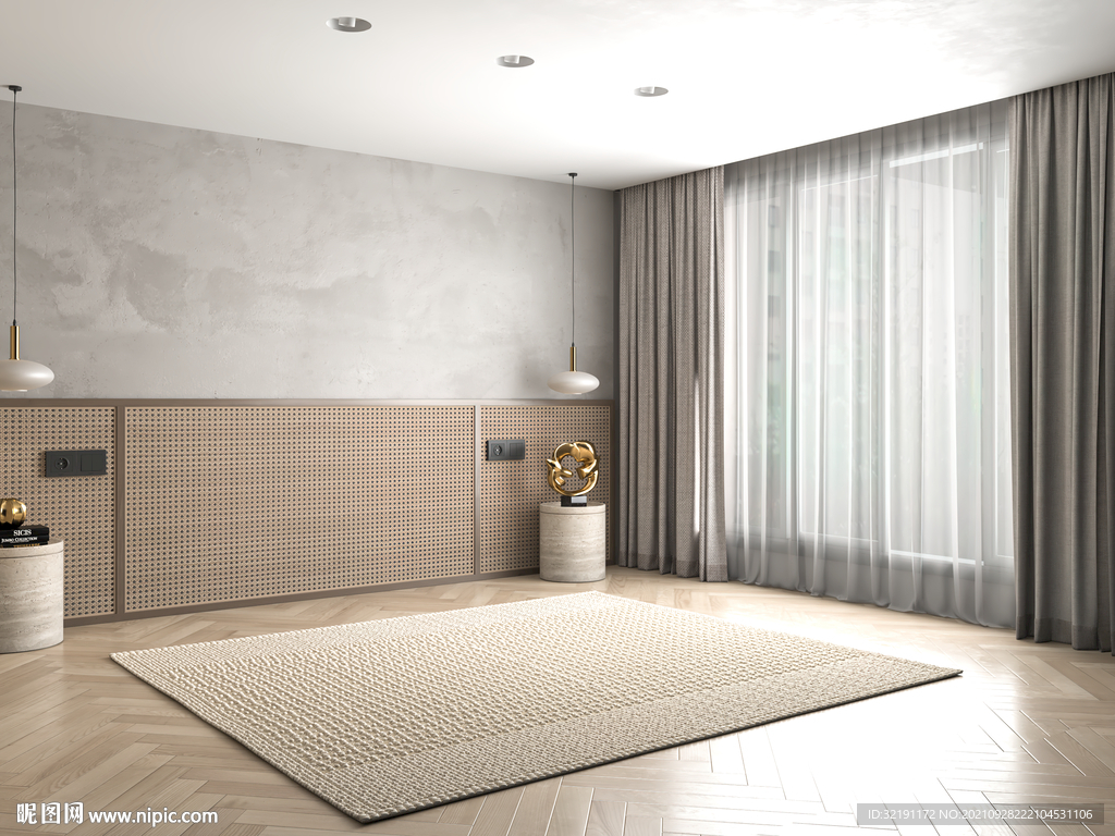 新中式卧室背景墙场景