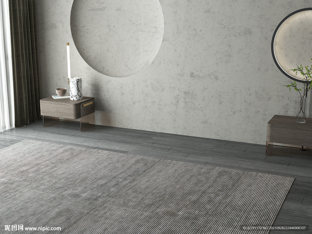 现代卧室场景家具空景效果图