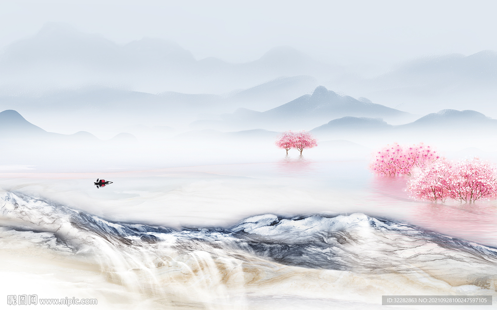 石纹意境风景山水 TIF分层