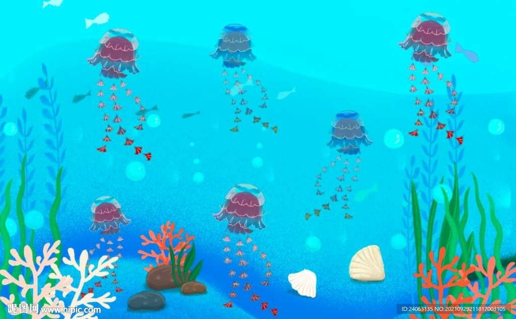 手绘八爪鱼背景墙