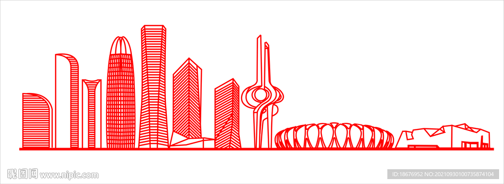 济南地标建筑线稿