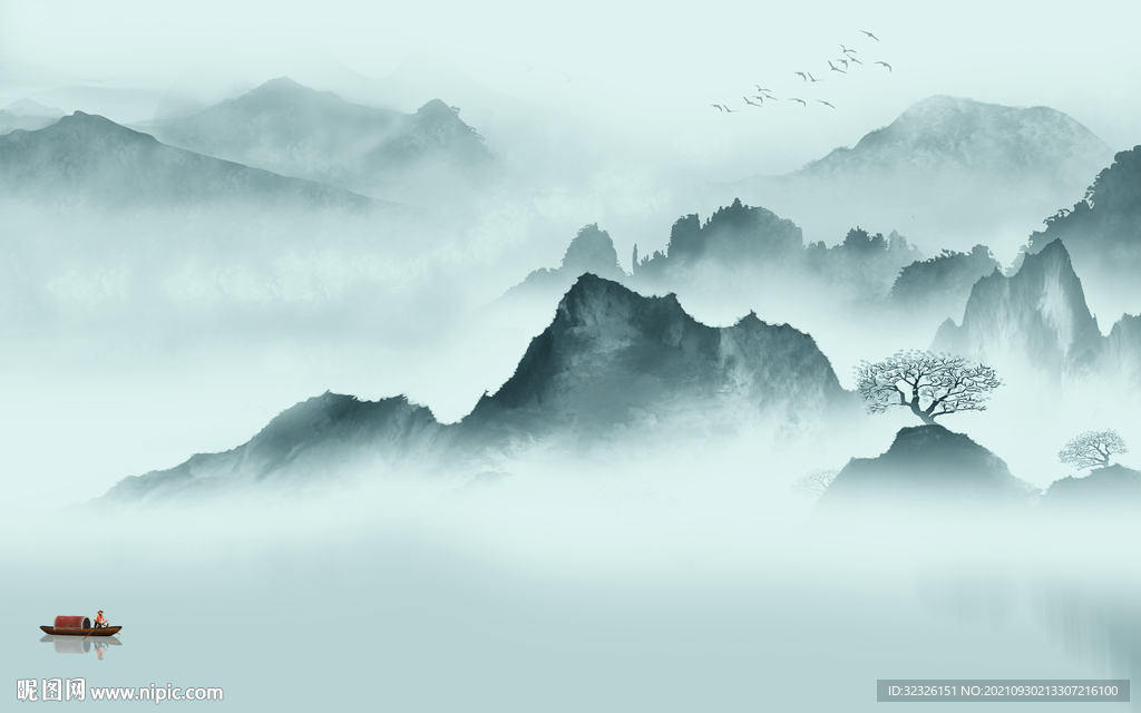 最新 风景中式山水 tif分层