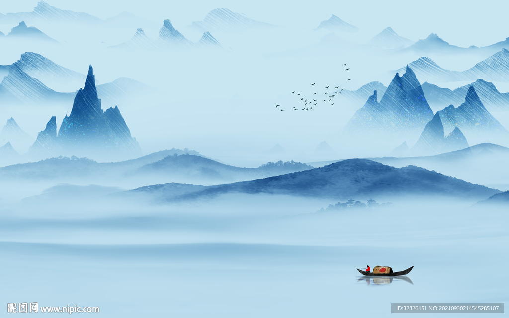 高档 风景中式山水 tif分层