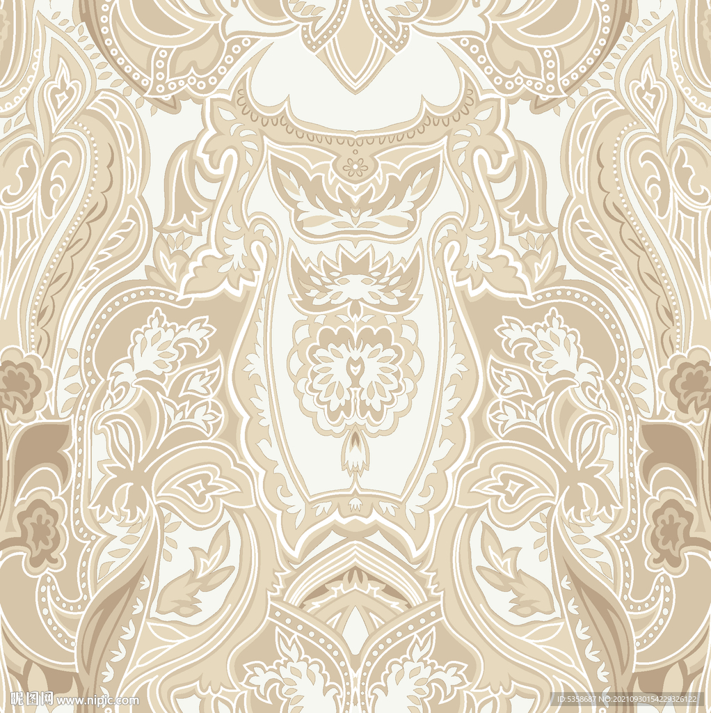 手绘对称佩斯利腰果底纹