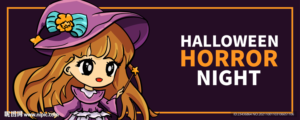 万圣节卡通女孩横幅海报设计