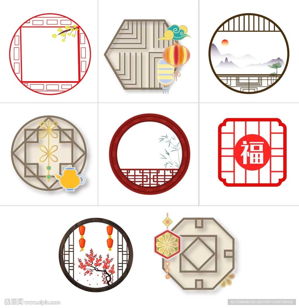 中式木雕花窗户