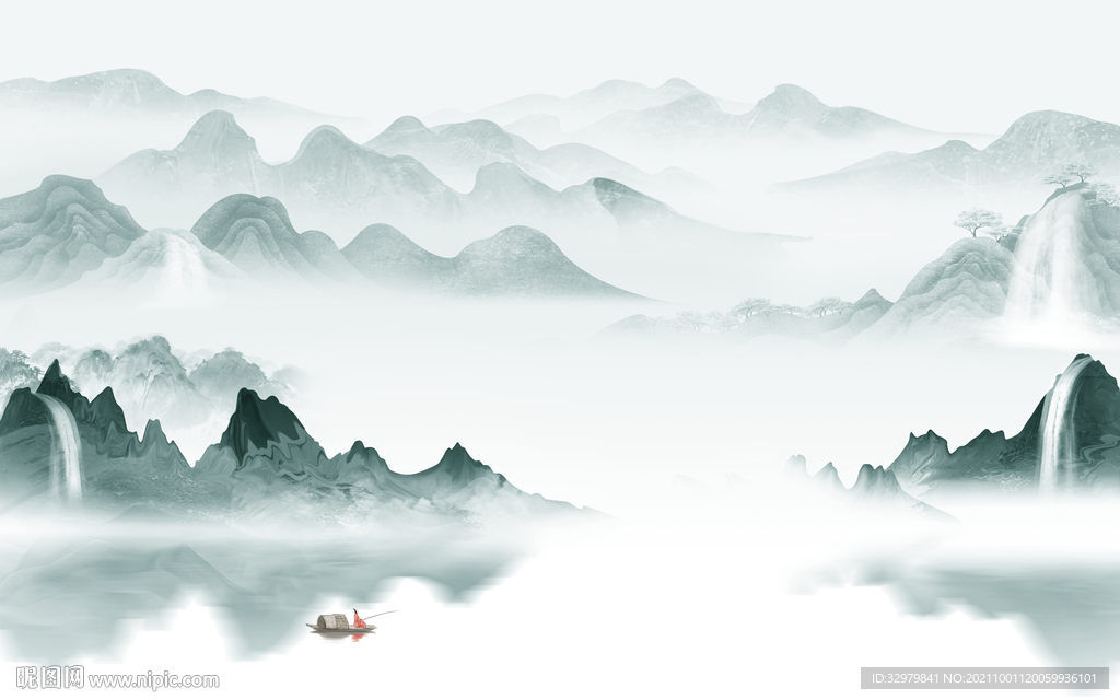 新款客厅中式山水 TIF分层