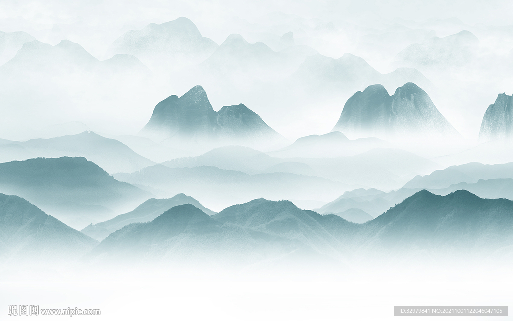 高档 客厅中式山水 TIF分层