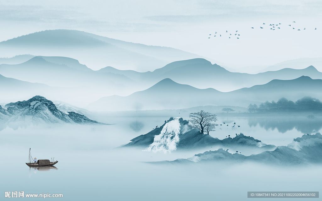 大气 客厅山水画 TIF分层图