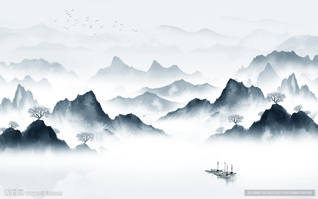 新款中式客厅山水 TIF分层