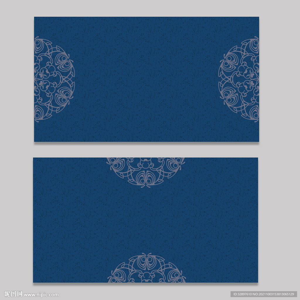 蓝色花纹名片