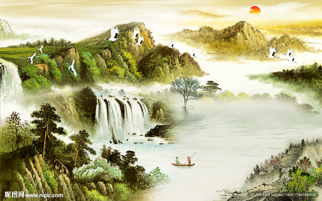 人气 客厅新山水画 TIF分层