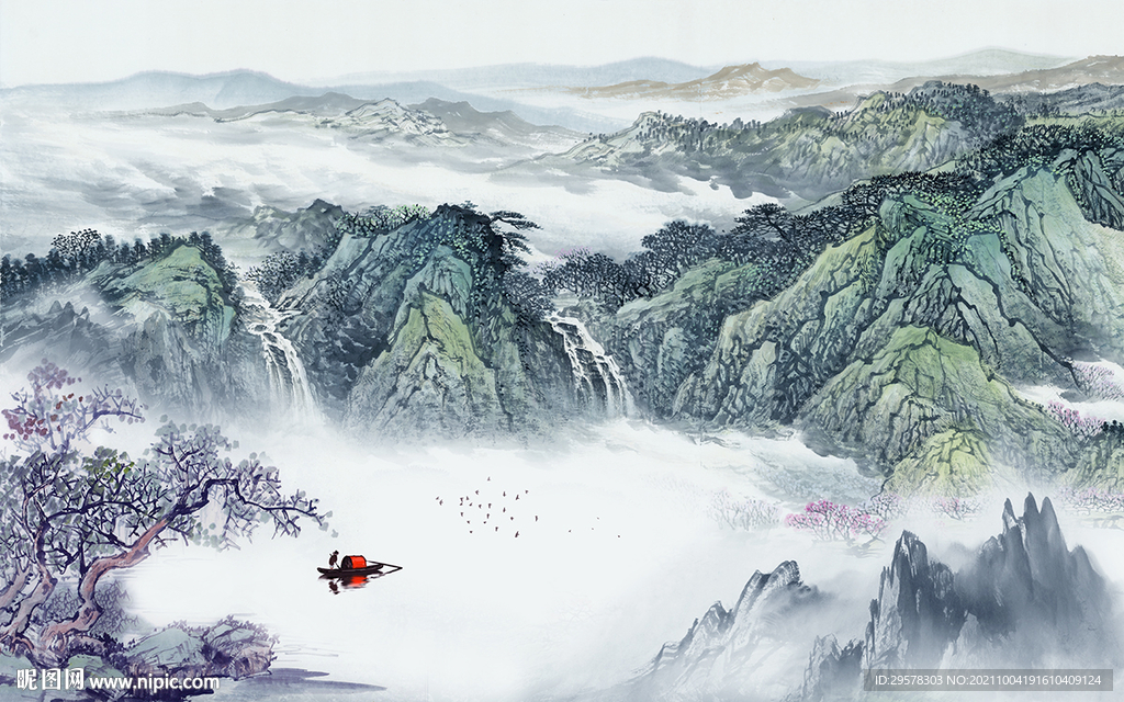 国画 客厅新山水画 TIF分层