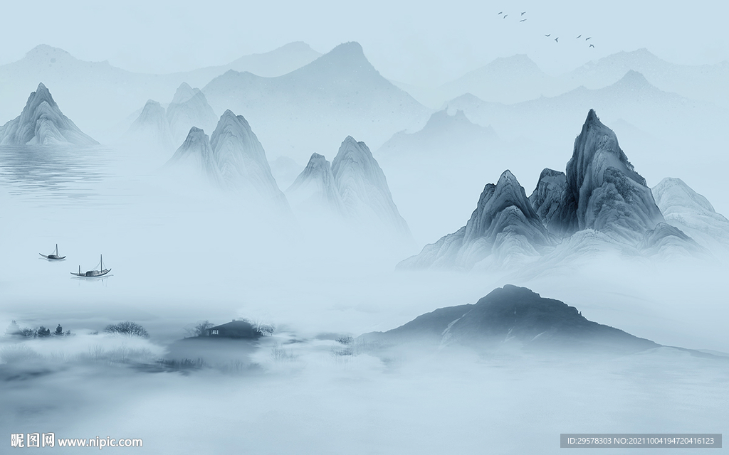 高档 客厅新山水画 TIF分层