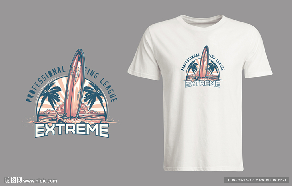 大牌印花T恤图案潮牌海洋冲浪旅