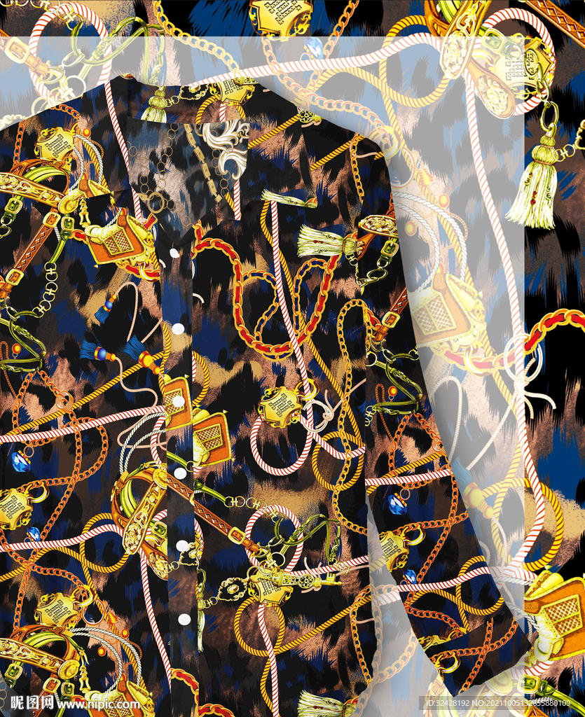大牌链条 豹纹 印花