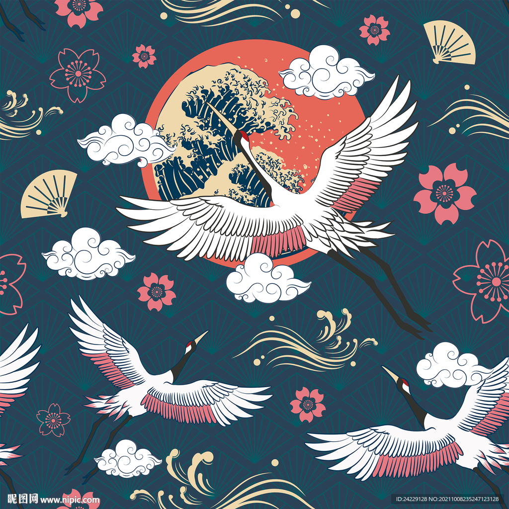 飞鹤印花图案 中国风装饰画