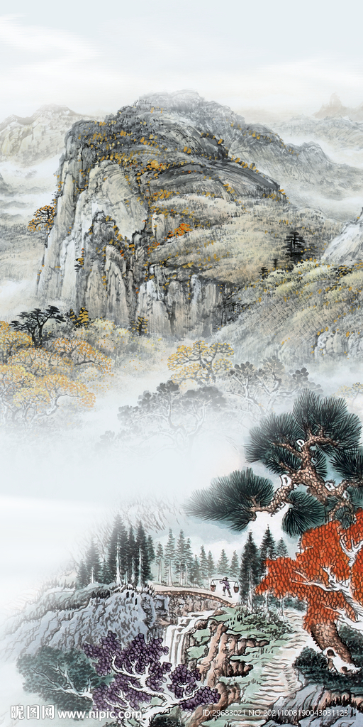 新中式玄关装饰图 TIF分层画