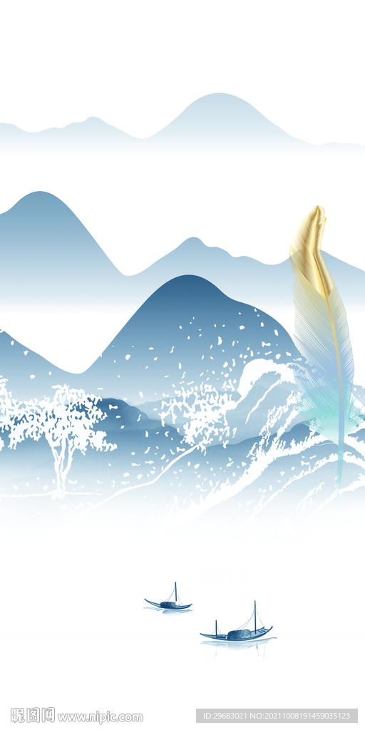 新中式玄关背景图 TIF分层画