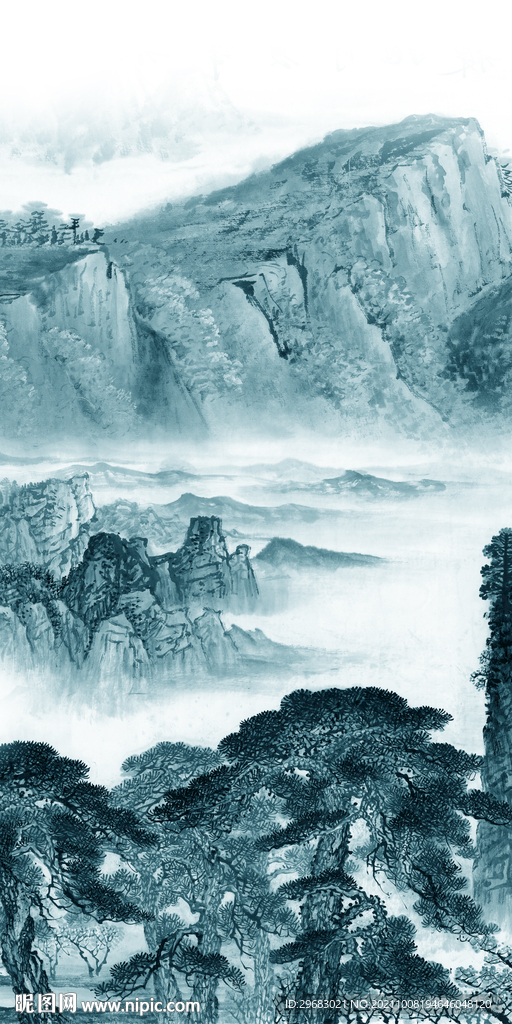 国画 玄关背景图 TIF分层画