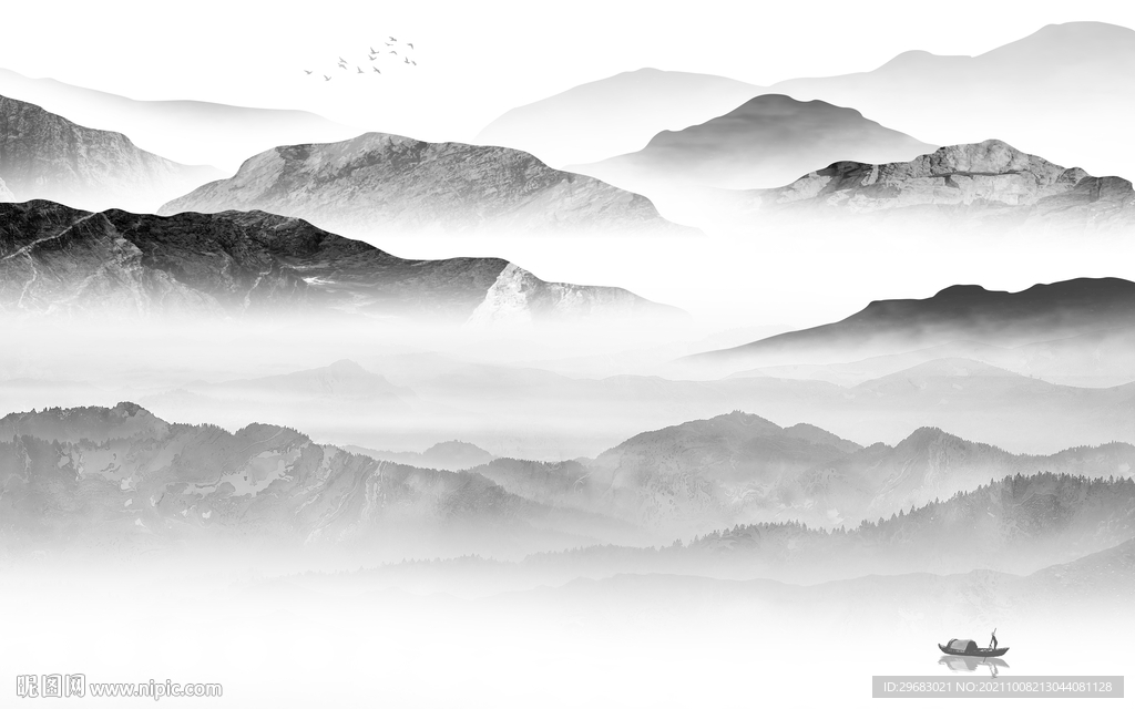 新款风景客厅山水 tif分层