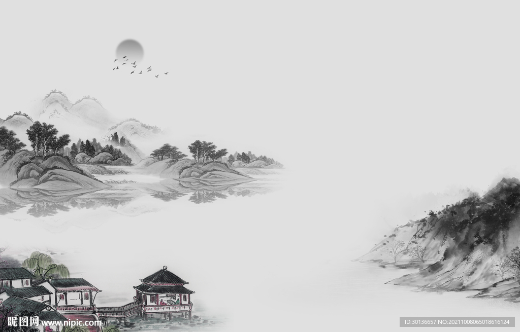 别墅客厅风景山水 TIF分层